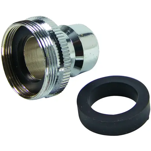 Dishwasher Snap Adapter, 15/16-27 x 55/64-27 in, Threaded, Brass, Chrome Plated Dishwasher Snap Adapter, 15/16-27 x 55/64-27 in, Threaded, Brass, Chrome Plated