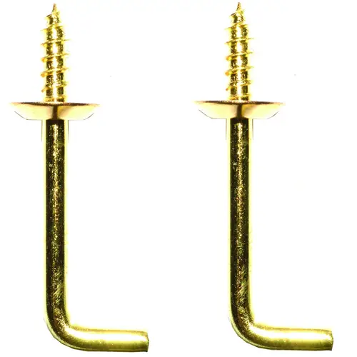 Shoulder Hook, 15/32 in Opening, 4.5 mm Thread, 2-1/16 in L, Brass, Brass Gold - pack of 2