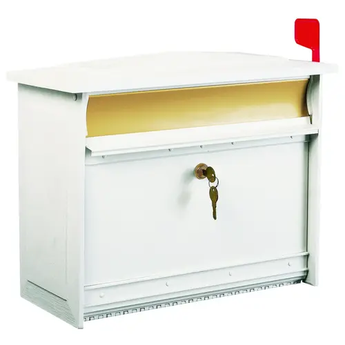 MSK000W Mailbox, Polymer, White, 15-1/4 in W, 7-13/16 in D, 12-1/2 in H MSK000W Mailbox, Polymer, White, 15-1/4 in W, 7-13/16 in D, 12-1/2 in H