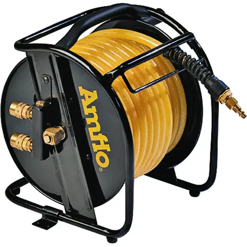 Air Hose Reel, 3/8 in OD, 75 ft L, MNPT, 200 psi Pressure, Polyurethane, Gold Air Hose Reel, 3/8 in OD, 75 ft L, MNPT, 200 psi Pressure, Polyurethane, Gold