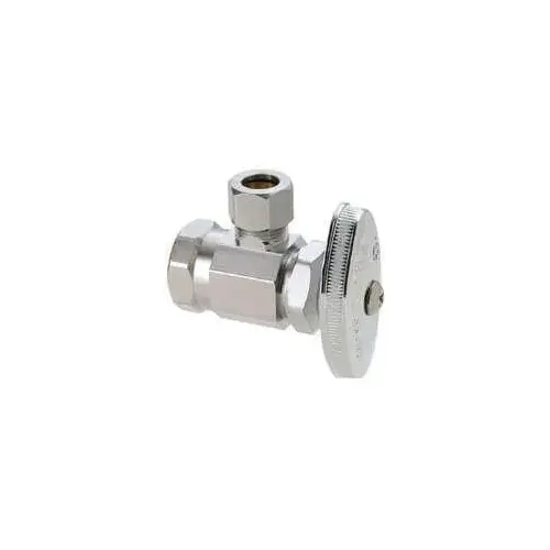 Stop Valve, 1/2 x 3/8 in Connection, Compression x FIP, 125 psi Pressure, Brass Body Chrome