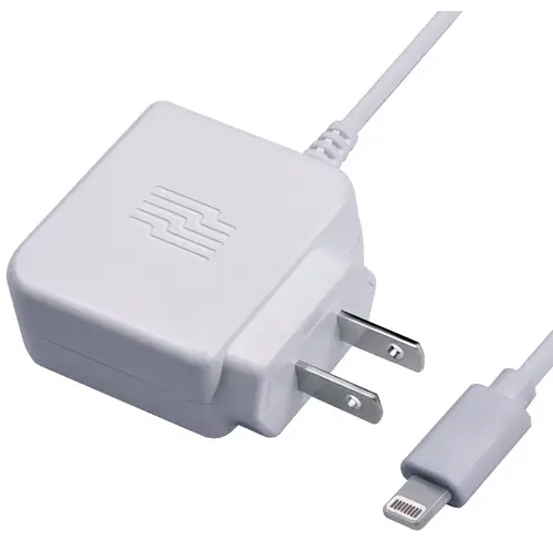 Wall Charger, 2.4 V Output, 3 ft L Cord, White