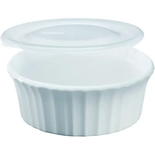 Casserole Dish with Lid, 16 oz Capacity, Ceramic, French White, Dishwasher Safe: Yes