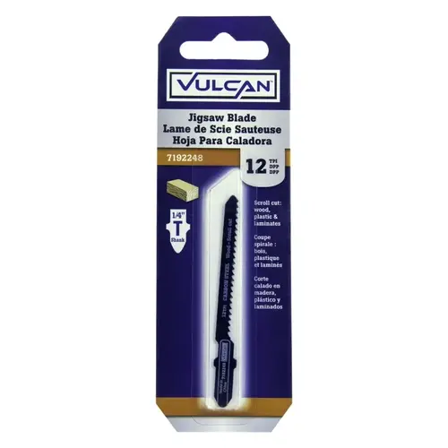 Jig Saw Blade, 3 in L, 12 TPI Black Color Jig Saw Blade, 3 in L, 12 TPI Black Color