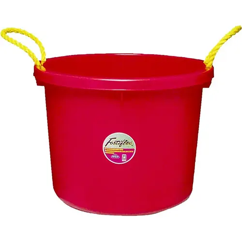 Bucket, 40 qt Volume, Fortalloy Rubber, Red