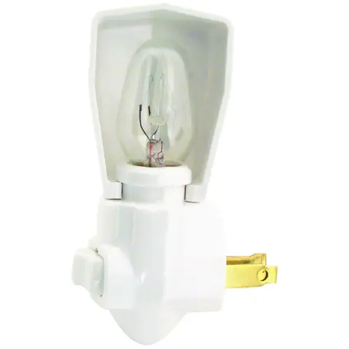Night Light, 15 A, 125 V, 4 W, Incandescent Lamp, White Light, Plastic Fixture