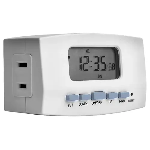 Digital Timer, 8 A, 2 to 30 min Cycles, 24 hr Time Setting, White Digital Timer, 8 A, 2 to 30 min Cycles, 24 hr Time Setting, White