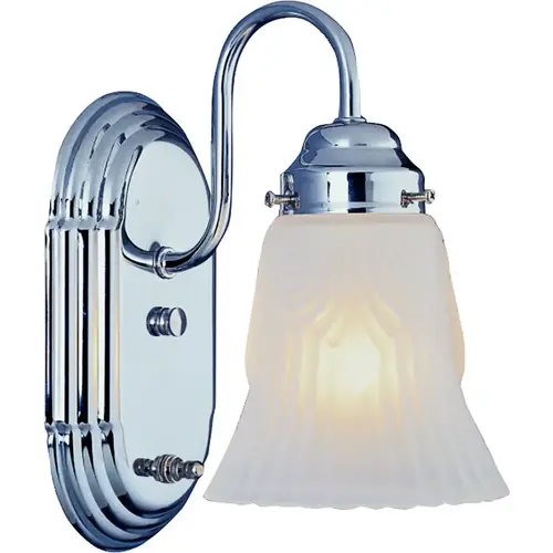 RF-V-026-CH Vanity Light Fixture, 60 W, 1-Lamp, A19 or CFL Lamp, Steel Fixture, Chrome Fixture