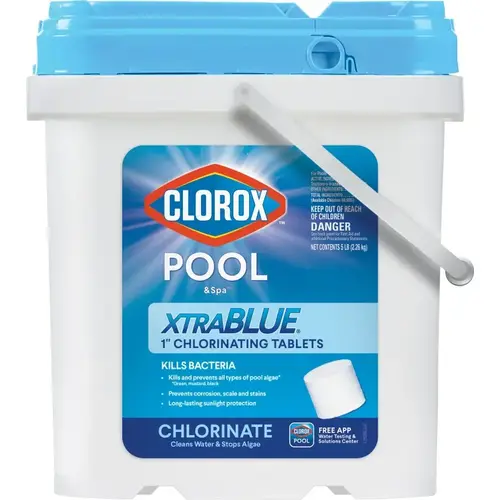 POOL & Spa XtraBlue Chlorinating Tablet, Solid, Chlorine, 5 lb Bucket White