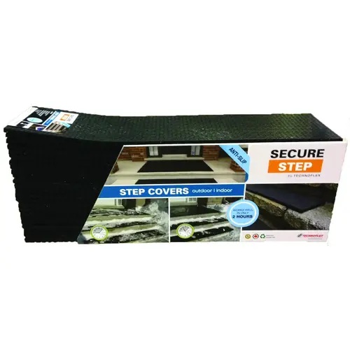 Stair Tread, 36 in L, 1/2 in Thick, Rubber, Black - pack of 24