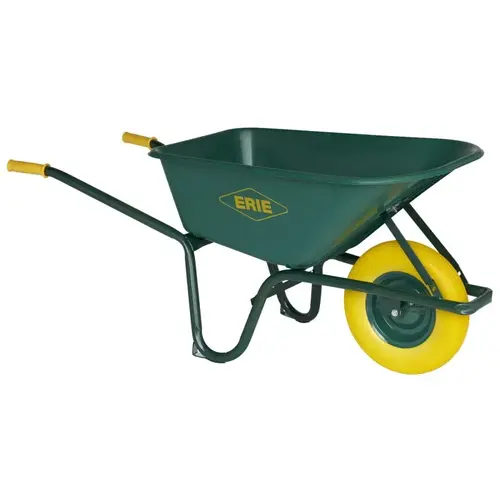 Wheelbarrow, 6 cu-ft Volume, Polyethylene, Flat-Free Wheel, Cushion-Grip Handle Wheelbarrow, 6 cu-ft Volume, Polyethylene, Flat-Free Wheel, Cushion-Grip Handle