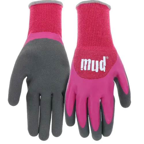 Mud Gloves, Women's, XS/S, 3.4 in L, Knit Wrist, Seamless Cuff, Latex Coating, Bamboo Fiber Glove Pair
