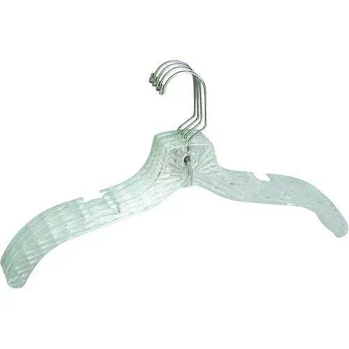 Dress Hanger, Plastic, Clear - pack of 4
