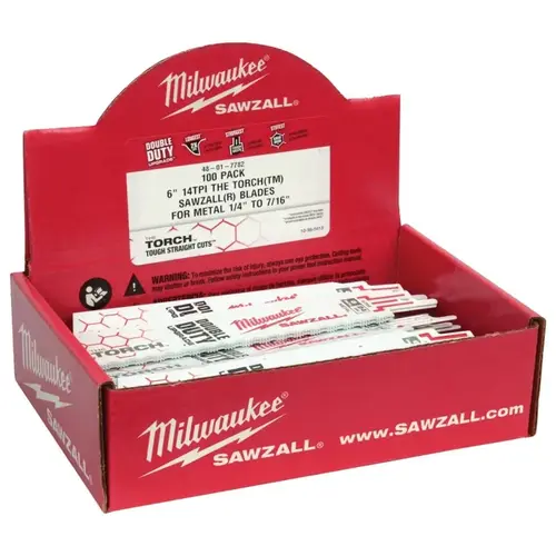 Reciprocating Saw Blade, 1 in W, 6 in L, 18 TPI, Bi-Metal Cutting Edge White