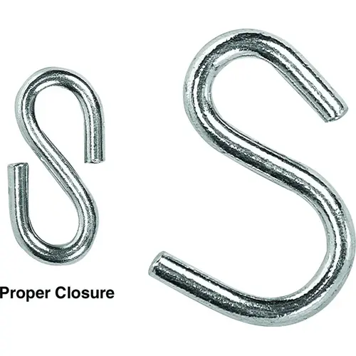 S-Hook, 35 lb Working Load, 0.187 in Dia Wire, Low Carbon Steel, Zinc - pack of 50 S-Hook, 35 lb Working Load, 0.187 in Dia Wire, Low Carbon Steel, Zinc - pack of 50
