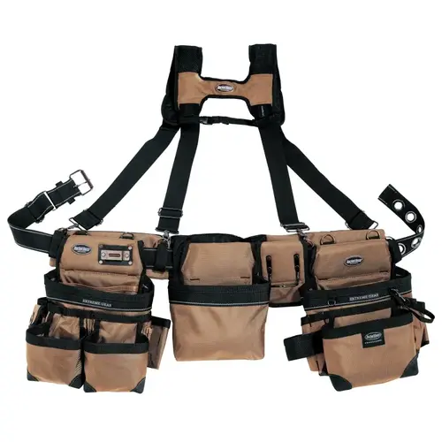 Framer's Rig, 52 in Waist, Poly Fabric, Tan, 29-Pocket