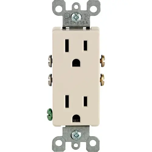 Duplex Receptacle, 2 -Pole, 15 A, 125 V, Push-In, Side Wiring, NEMA: 5-15R, Light Almond Duplex Receptacle, 2 -Pole, 15 A, 125 V, Push-In, Side Wiring, NEMA: 5-15R, Light Almond
