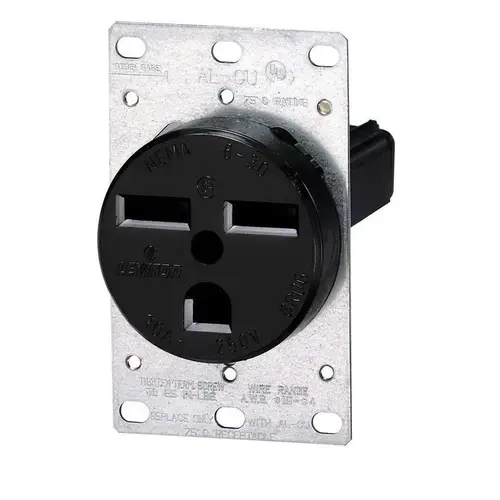 R10-5372-S00 Electrical Receptacle, 2 -Pole, 250 V, 30 A, NEMA: NEMA 6-30R, Black R10-5372-S00 Electrical Receptacle, 2 -Pole, 250 V, 30 A, NEMA: NEMA 6-30R, Black