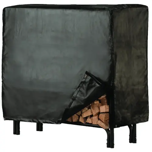 Log Rack Cover, 100 in L, 21 in W, Vinyl, Black Log Rack Cover, 100 in L, 21 in W, Vinyl, Black