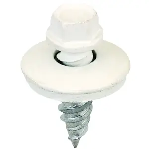 Acorn SW-SS1234W250 Stitch Screw, #12 Thread, High-Low Thread, Hex Drive, Piercing, Self-Tapping Point White