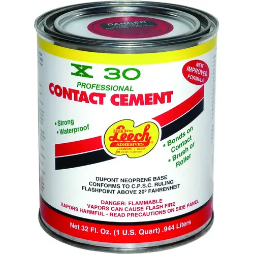 X-30 Contact Cement, Clear, 1 qt Can