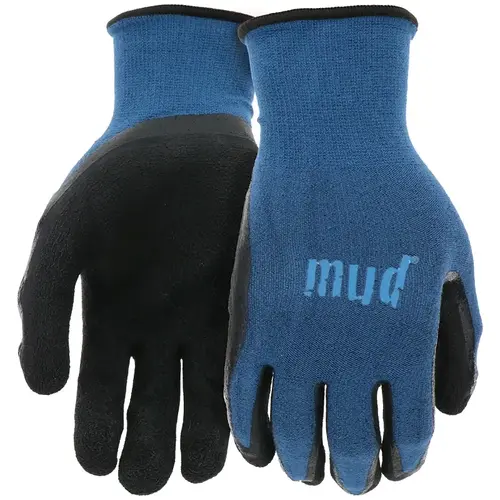 Gloves, M/L, Bamboo/Latex/Spandex, Black/Cadet Blue Pair