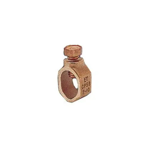 Ground Clamp, Clamping Range: 1/2 to 5/8 in, #10 to 2 AWG Wire, Silicone Bronze