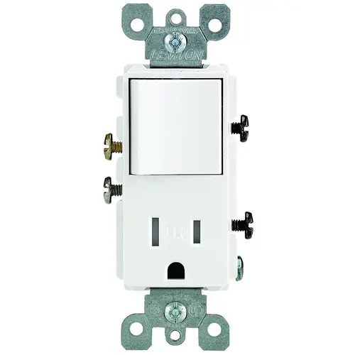 5625 Combination Switch/Receptacle, 1 -Pole, 15 A, 120 V Switch, 125 V Receptacle, White 5625 Combination Switch/Receptacle, 1 -Pole, 15 A, 120 V Switch, 125 V Receptacle, White