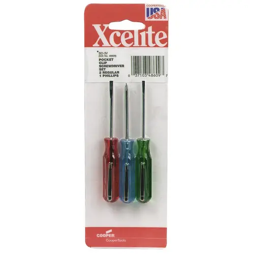 Screwdriver Set: 3 Pc, Phillips & Slotted