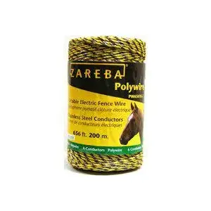 Zareba PW656Y6-Z Polywire, Stainless Steel Conductor, Yellow, 656 ft L