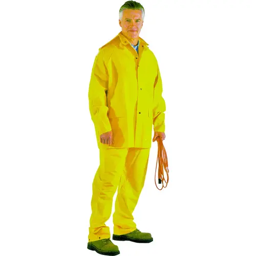 Rain Suit, 2XL, 31 in Inseam, Polyester/PVC, Yellow, Comfortable Corduroy Collar Rain Suit, 2XL, 31 in Inseam, Polyester/PVC, Yellow, Comfortable Corduroy Collar