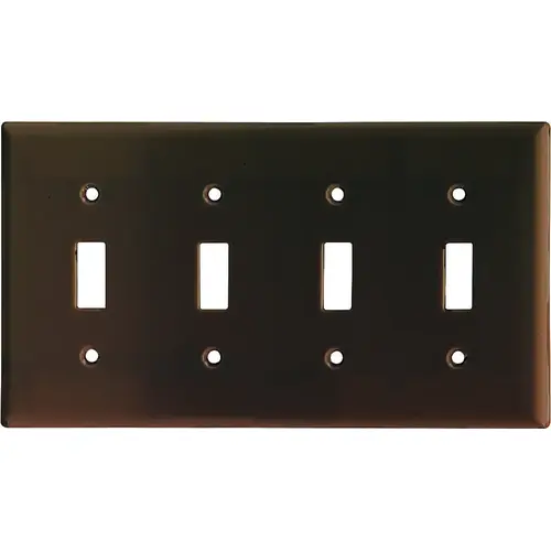 Wallplate, 4-1/2 in L, 8.19 in W, 4 -Gang, Thermoset, Brown, High-Gloss Wallplate, 4-1/2 in L, 8.19 in W, 4 -Gang, Thermoset, Brown, High-Gloss