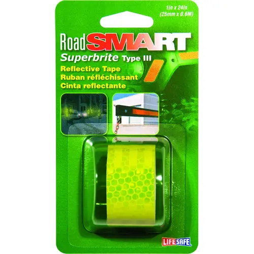 Reflective Tape, 24 in L, 1 in W, Neonbrite Fluorescent Lime