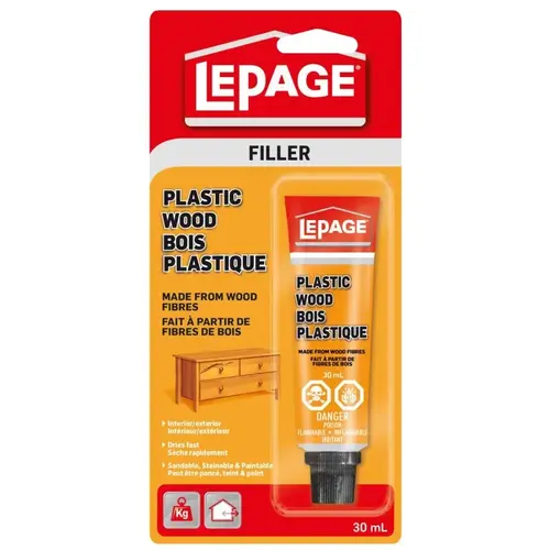 Plastic Wood Wood Filler, Liquid, Acetone, Creamy, 30 mL Tube Plastic Wood Wood Filler, Liquid, Acetone, Creamy, 30 mL Tube