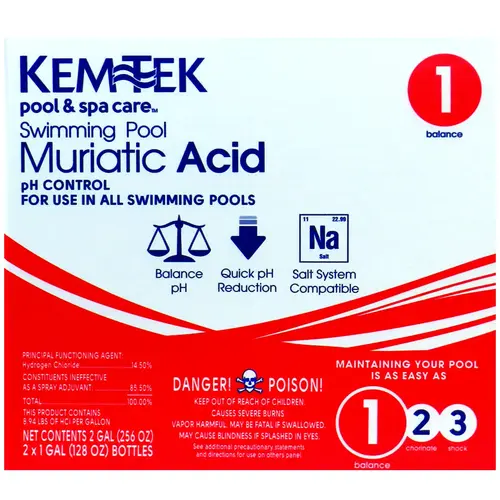 Muriatic Acid, 1 gal, Liquid, Very Slight, Clear/Light Yellow Muriatic Acid, 1 gal, Liquid, Very Slight, Clear/Light Yellow