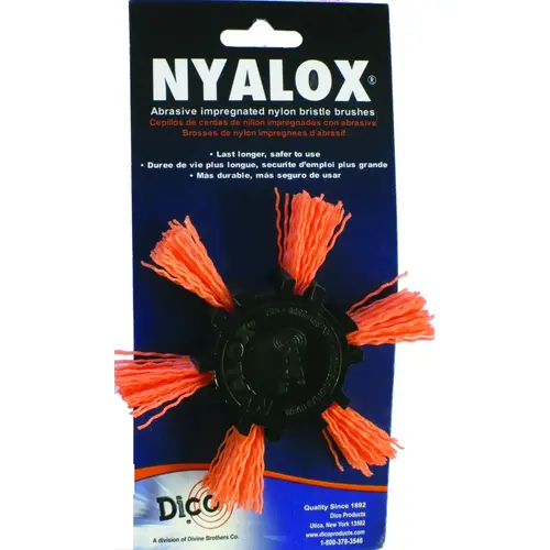 Dico Flap Wheel Brush, Nylon Bristle, 4 in Dia, 1/4 in Arbor/Shank