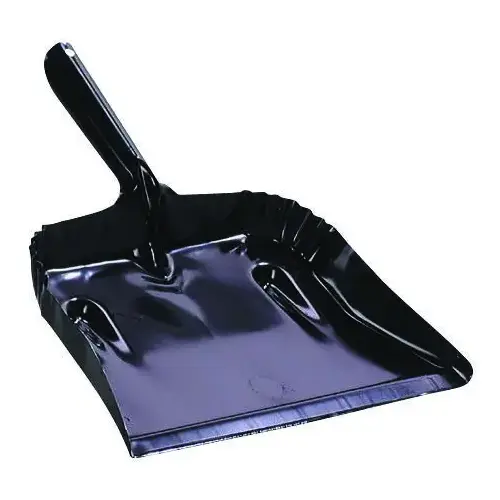Open Dustpan, 7-1/2 in L, 12-3/4 in W, Steel, Black, Enamel-Coated