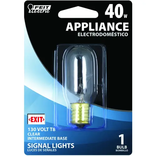 Incandescent Lamp, 40 W, T8 Lamp, Intermediate E17 Lamp Base, 340 Lumens - pack of 6 Incandescent Lamp, 40 W, T8 Lamp, Intermediate E17 Lamp Base, 340 Lumens - pack of 6