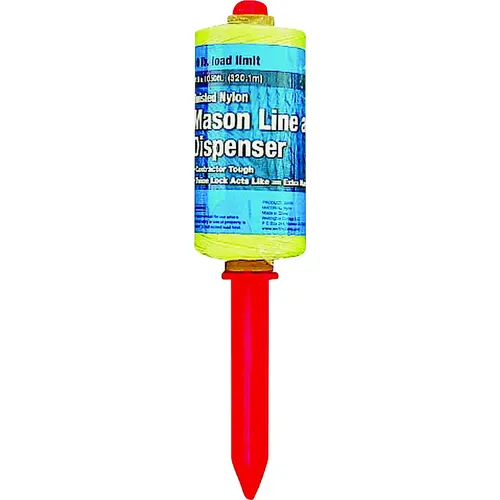 Contractor Tough Series Twine Stake with Dispenser, #18 Dia, 1050 ft L, 10 lb Working Load, Nylon Lime Yellow Contractor Tough Series Twine Stake with Dispenser, #18 Dia, 1050 ft L, 10 lb Working Load, Nylon Lime Yellow