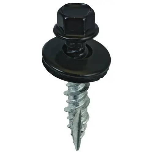 Screw, #9 Thread, High-Low, Twin Lead Thread, Hex Drive, Self-Tapping, Type 17 Point Black Screw, #9 Thread, High-Low, Twin Lead Thread, Hex Drive, Self-Tapping, Type 17 Point Black
