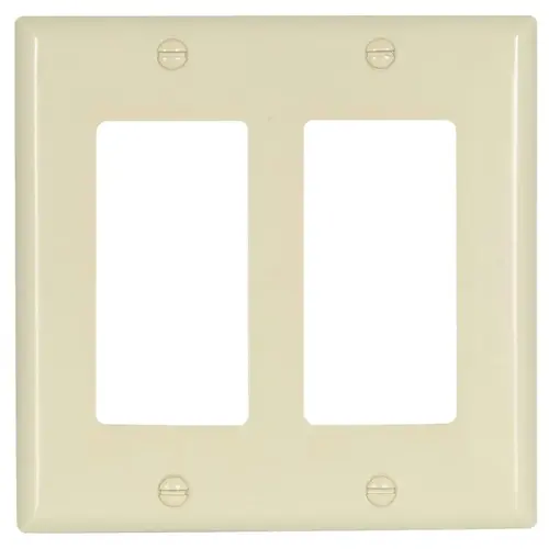 Wallplate, 4-1/2 in L, 4.56 in W, 2 -Gang, Thermoset, Light Almond, High-Gloss