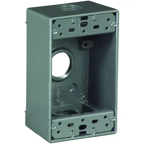 Outlet Box, 3 -Outlet, 1 -Gang, Aluminum, Black, Powder-Coated, Wall Mounting