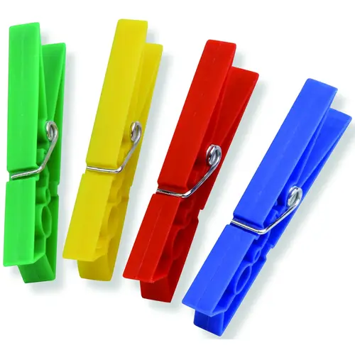 Classic Clothespin, 0.79 in W, 3.31 in L, Plastic, Blue/Green/Red/Yellow - pack of 24 Classic Clothespin, 0.79 in W, 3.31 in L, Plastic, Blue/Green/Red/Yellow - pack of 24