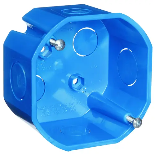 Ezduit Ceiling Box, 2-1/8 in D, 1 -Gang, 2 -Knockout, PVC, Blue
