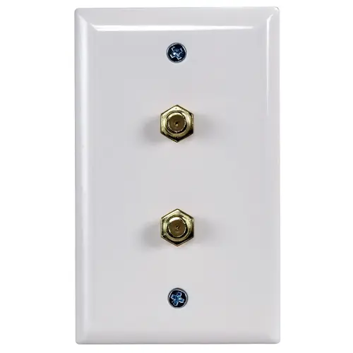 Zenith Dual Coaxial Cable Wall Jack, 4-1/2 in L, 2-3/4 in W, White Zenith Dual Coaxial Cable Wall Jack, 4-1/2 in L, 2-3/4 in W, White