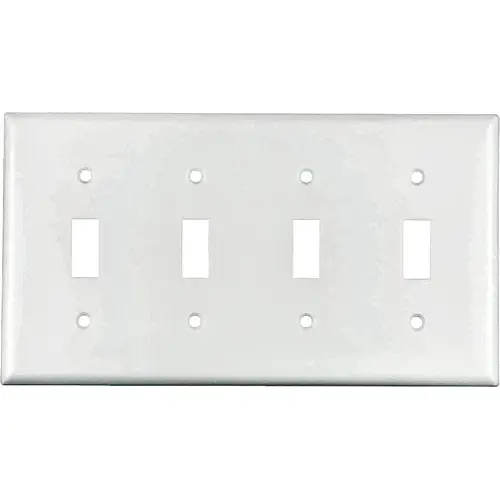 Wallplate, 4-1/2 in L, 8.19 in W, 4 -Gang, Thermoset, White, High-Gloss - pack of 10 Wallplate, 4-1/2 in L, 8.19 in W, 4 -Gang, Thermoset, White, High-Gloss - pack of 10