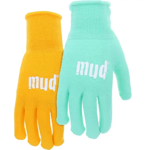 Mud Gloves, Women's, M/L, Wing Thumb, Knit Wrist, Seamless Cuff, Nylon/PVC, Multi-Color - pack of 2