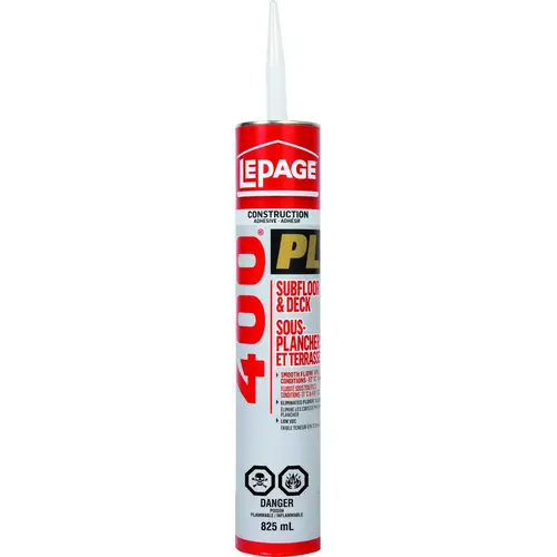 PL 400 Subfloor and Deck Adhesive, Beige, 825 mL Cartridge PL 400 Subfloor and Deck Adhesive, Beige, 825 mL Cartridge