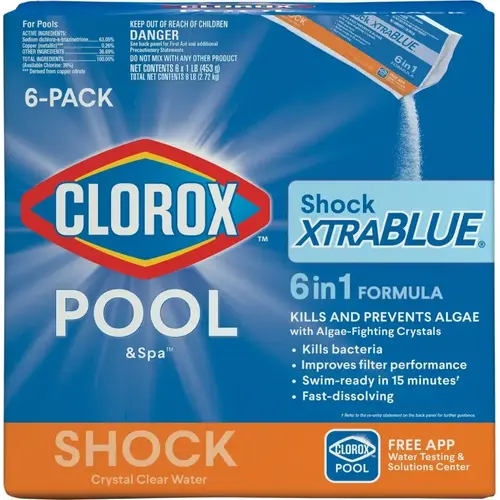 POOL & Spa Shock XtraBlue Pool Chemical, 1 lb Bottle, Granular, Chlorine - pack of 6
