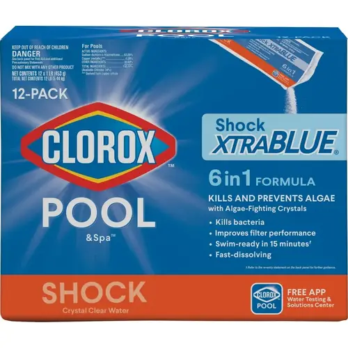 POOL & Spa Shock XtraBlue Pool Chemical, 1 lb Bottle, Granular, Chlorine - pack of 12 POOL & Spa Shock XtraBlue Pool Chemical, 1 lb Bottle, Granular, Chlorine - pack of 12